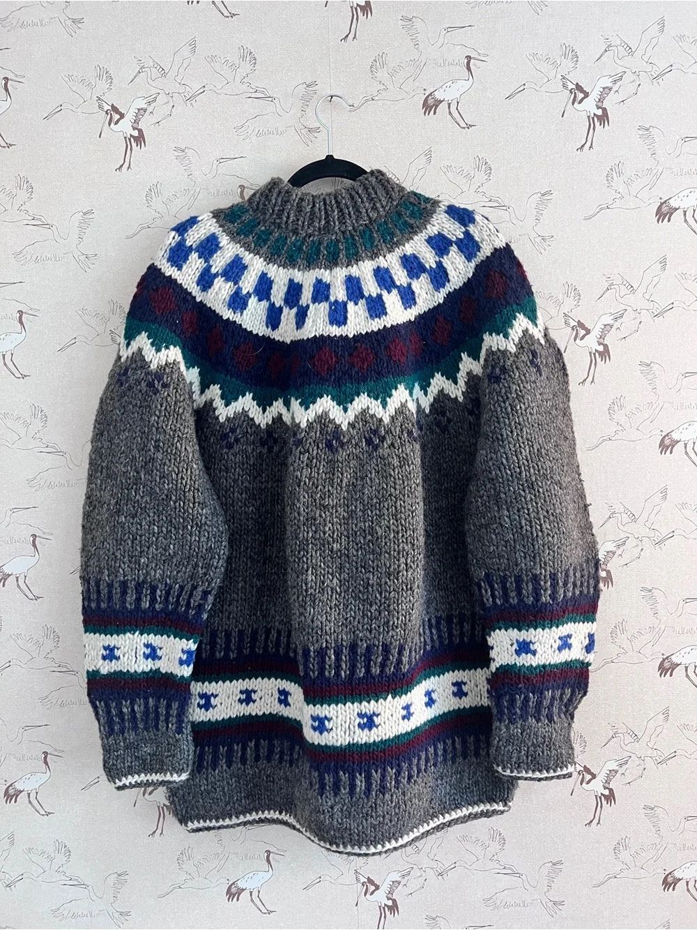 Vintage artesanias gladys Nordic fair isle sweater chunky knit